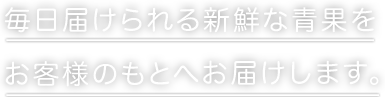 毎日届けられる新鮮な青果をお客様のもとへお届けします。